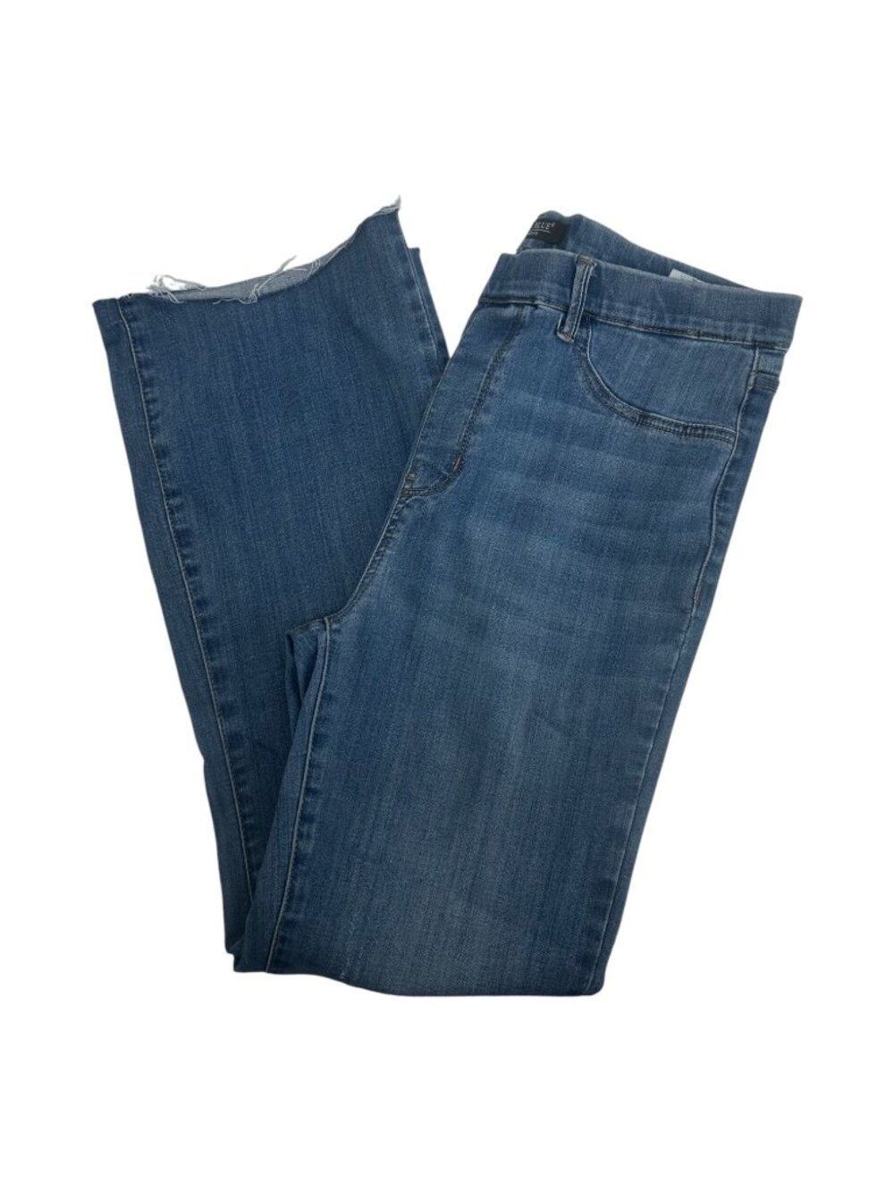 Judy Blue Jeans 13/31 Medium Wash Stretch Pull On Cropped Bootcut Raw Hem Denim - Picture 9 of 13